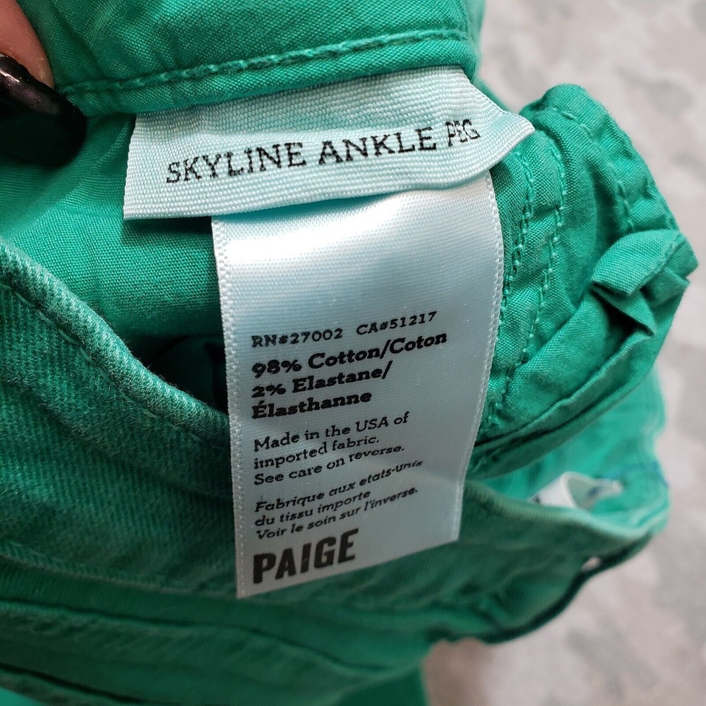 Paige Jeans Womens 27 Green Made In USA Skyline Ankle - Picture 4 of 11